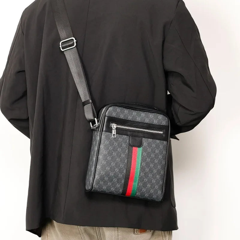 Square Crossbody Bag Men Luxury Design Men's Crossbody Bags Fashion Plaid Letter Printed Shoulder Bag Male Sling Messenger Bag