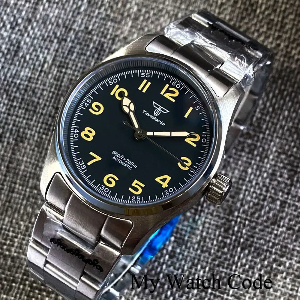 Classic Khaki Field Series Pilot Watches for Men 200M Waterproof Polish Bezel NH35AA Movt Beige Snake Hand  Automatic Watch