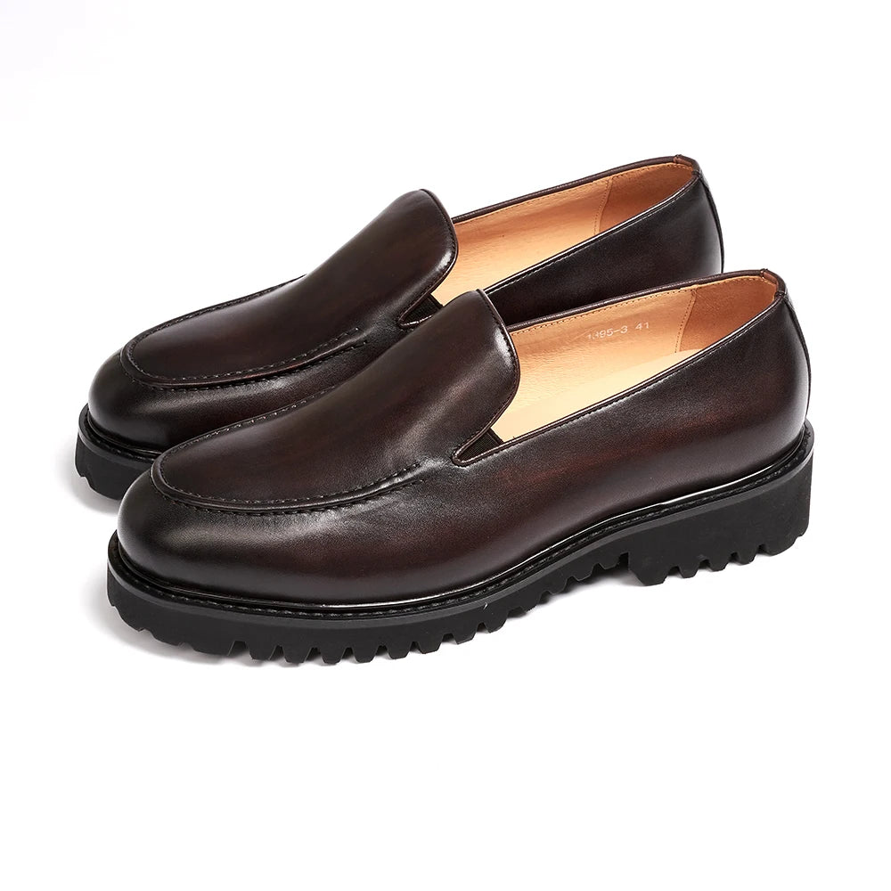 Fashionable Men Formal Shoes Genuine Leather Handmade High Heels Thick Shoes Classic Wedding Office Men's Formal Business Shoes