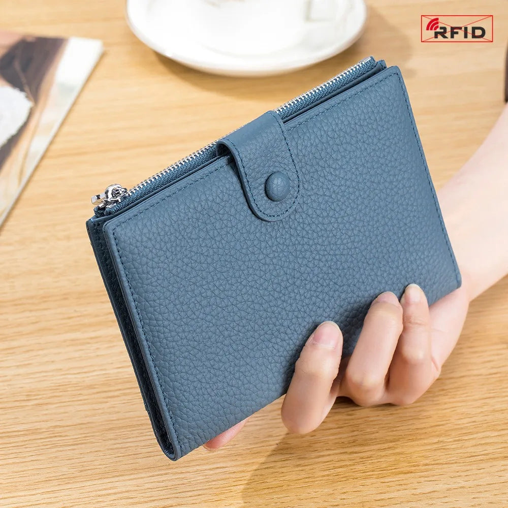 Genuine Leather RFID Travel Passport Cover Case Wallet Bag Card Holder Cowhide Coin Purse Document Cover Flight For Men Women 12
