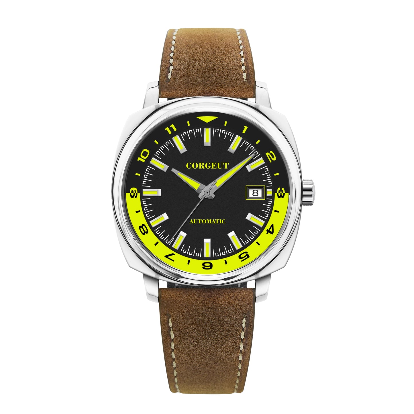 CORGEUT 42mm Classic Square Mechanical Watches for Men Japan NH35 Movement Sport Luxury Clock Pilot Men Wristwatch