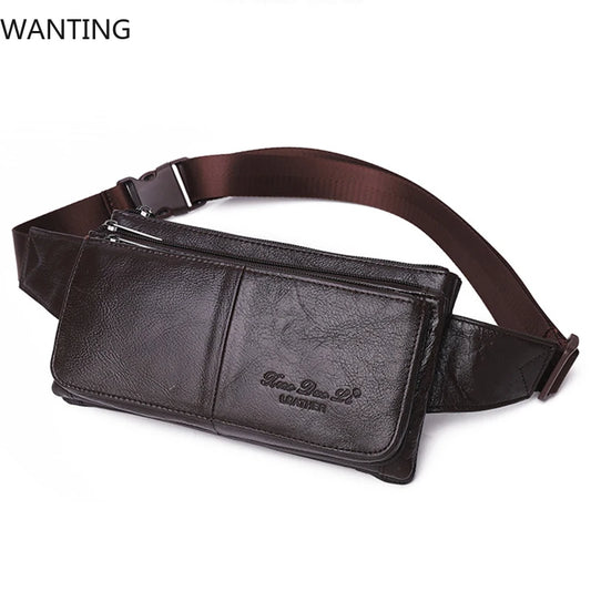 Men Natural Genuine Leather Sling Chest Cross Body Bag Travel Belt Purse Pouch Soft Single Shoulder Messenger Waist Pack Bags