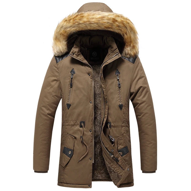 Windproof Hooded Thicken Multi-pocket Down Coat Male Keep Warm -30 Degree Parkas Men long jackets men Fur Collar Winter Jacket