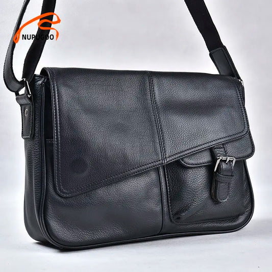 Casual Men Crossbody Bag Genuine Leather Fashion Shoulder Bag High Quality Leather Original Messenger For 10.5 Inch iPad NUPUGOO