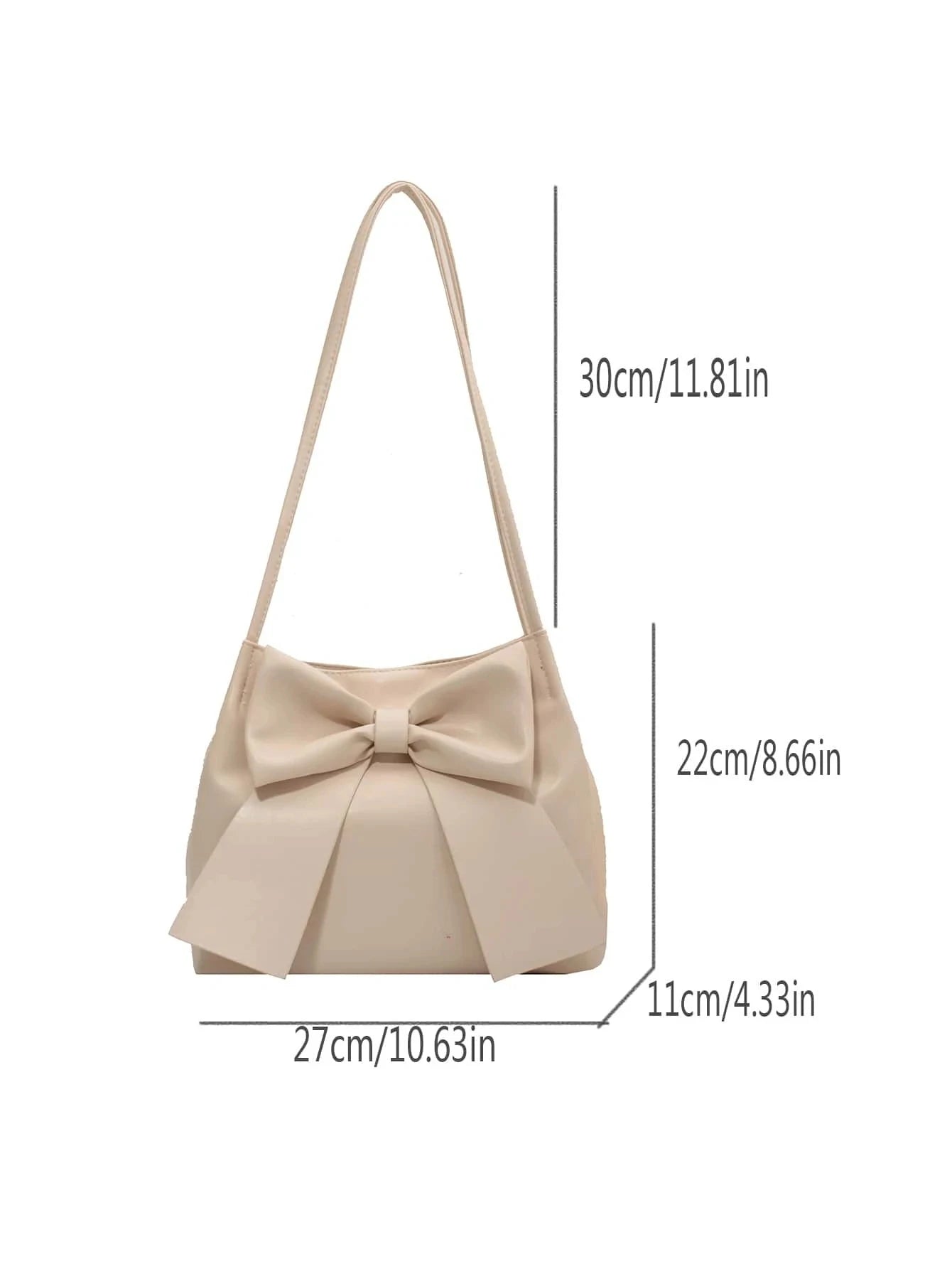Fashionable Large Capacity Bow Knot Shoulder Bag Cute Kawaii Bow Decor Water Bucket Bag Lightweight Casual Handbag