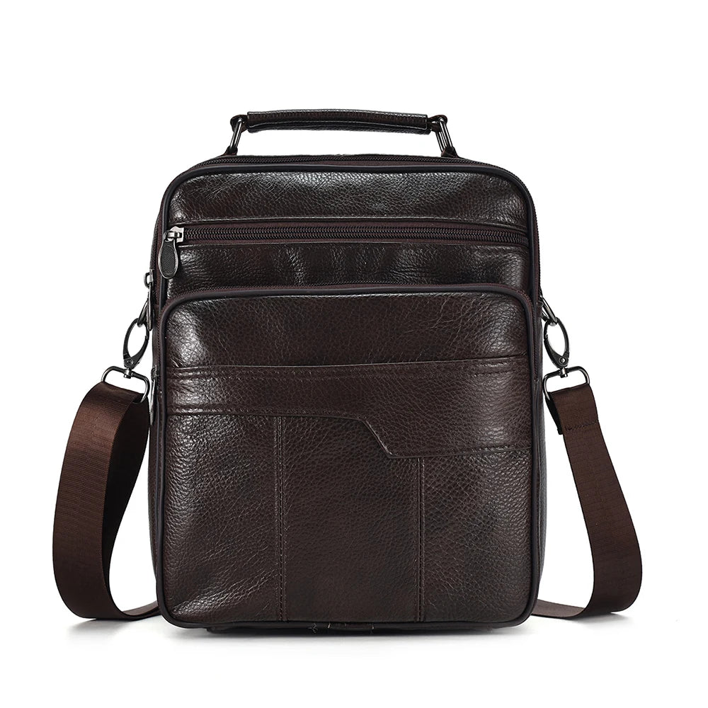 JOYIR Men Genuine Cowhide Leather Crossbody Bags Vintage Messenger Bag for Male Trendy Shoulder Handbag Casual Travel Sling Bag