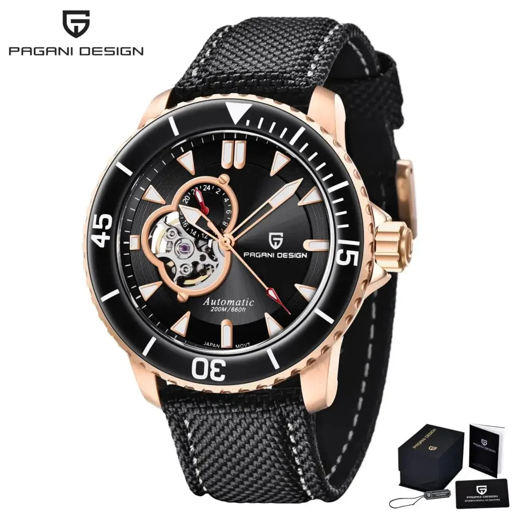 PAGANI DESIGN Tourbillon Men Watch Ceramic Bezel Sapphire Hollow TMI-NH39 Automatic Watch 200M Waterproof Mechanical Wristwatch