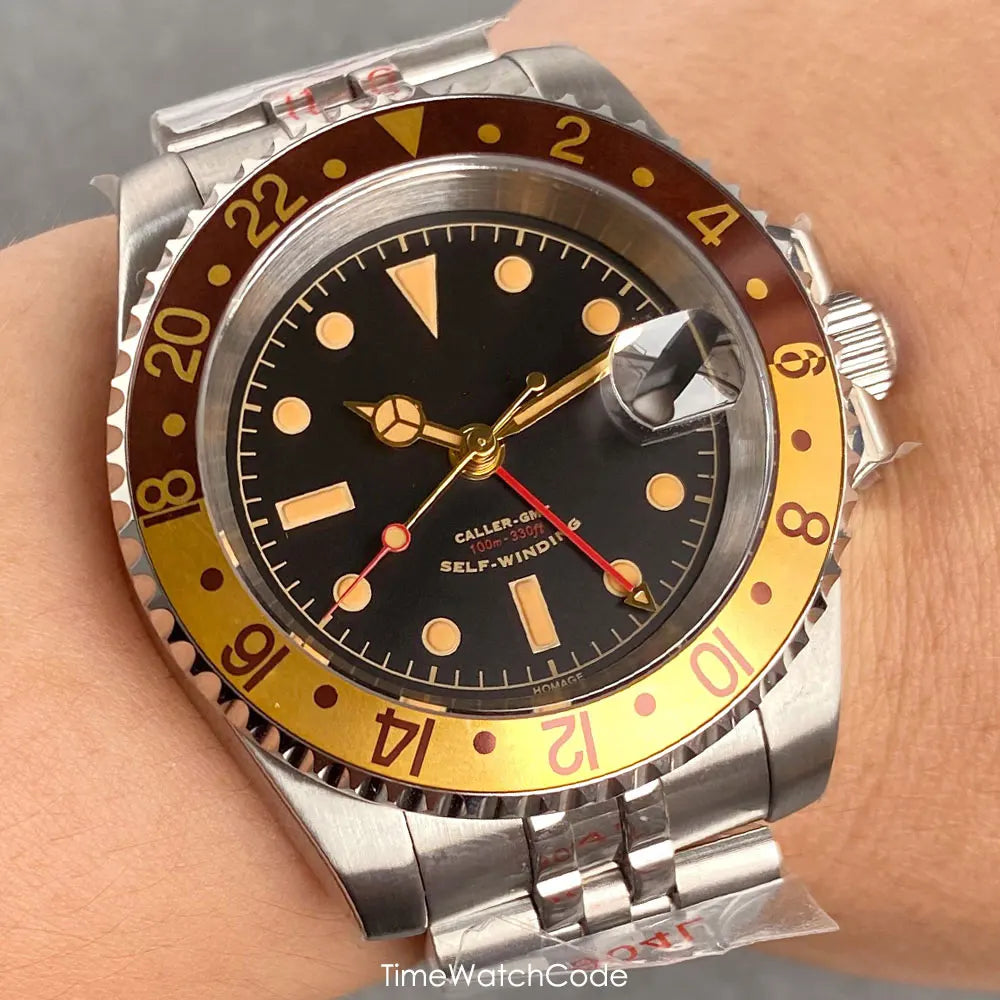 Tandorio Retro NH34A Automatic Watch for Men Diving GMT Movement Vintage Luminous Sapphire 20BAR Waterproof 316L Bracelet 40mm