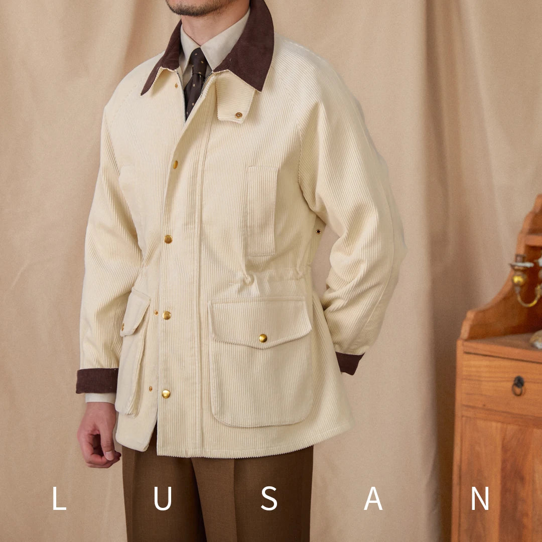Autumn and Winter Warm Cotton Corduroy Jacket British Light Mature Slim-fit Hunting All-match Retro Jacket for Men