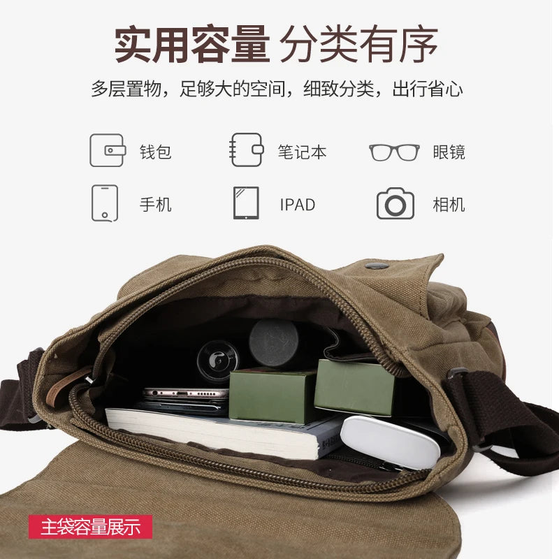 New Men Messenger Bags vintage Canvas Handbags Leisure Work Travel Bag Man Business Crossbody Bags Briefcase for Male