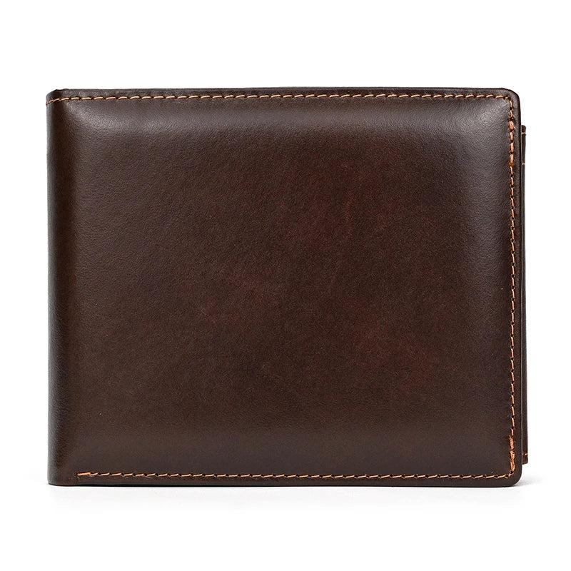 Fashion Men's Short Wallet Genuine Leather Handmade Leather Short Purse For Man Male Cowhide Small Purse For Men Card Holder