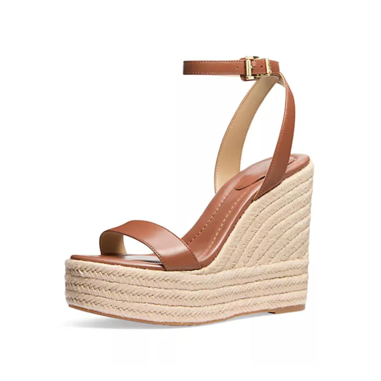 Arden Furtado Summer straw weaving wedge Sandals Round toe platform Belt buckle Super high heel cowhide word-cingulate Sandals