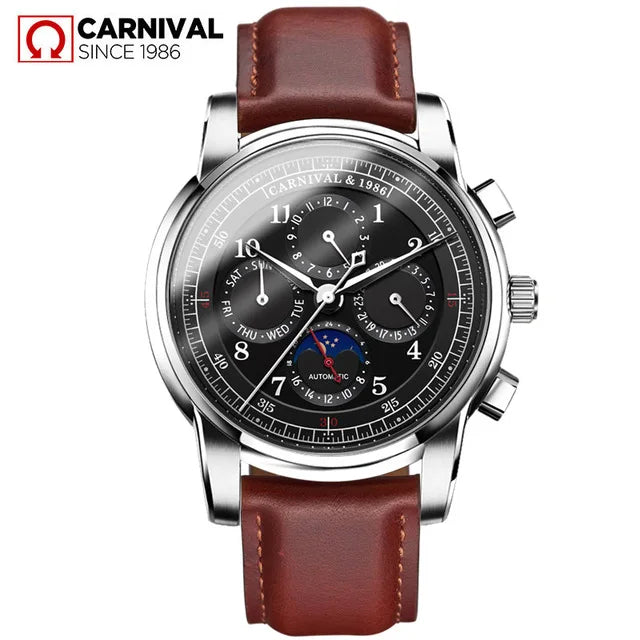 Carnival Brand Military Watch Fashion Luxury Waterproof Moon Phase Automatic Mechanical Watches For Men Clock Relogio Masculino