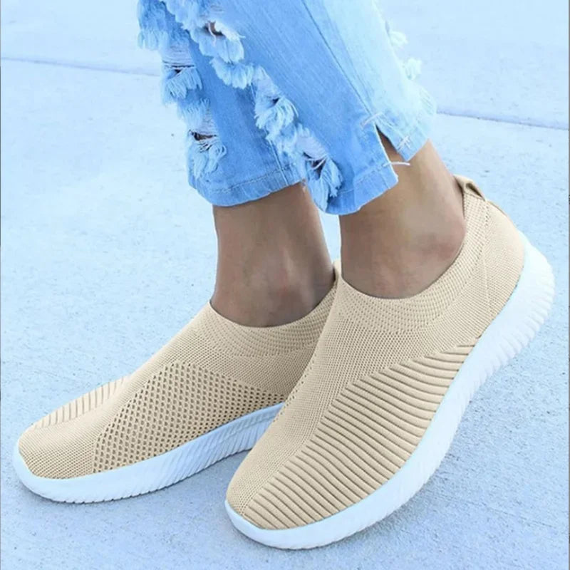Women Seakers Plus Size 43 Breathable Mesh Platform Sneakers Women Slip on Soft Ladies Casual Shoes Woman Knit Sock Flats