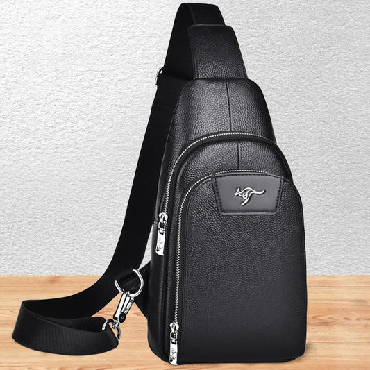 Brand men's chest bag 100% leather bag fashion shoulder bag husband double pocket crossbody bag quality men's handbag men's gift