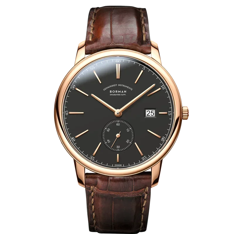 BORMAN Luxury Mens Automatic Mechanical Watch Rose Gold Case Sub Dial Sport Watches Genuine Leather High Quality Gentleman Clock