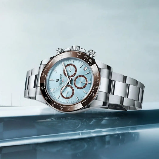 PAGANI DESIGN 2025 New Sport Chronograph Top Brand Luxury Quartz Watch For Men VK63 Automatic date 100M Waterproof Ceramic bezel