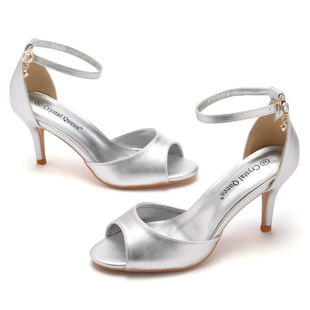 Women Sandals Plus Size 36-43 Shoes for Women Summer Elegant 7cm High Heel Peep Toe Comfortable Party Evening Sandalias Mujer