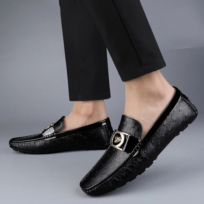 New Soft Walking Flats Men's All-match Loafers Genuine Leather Lightweight Mens Slip on Shoes Luxury Brand Men Business Shoes