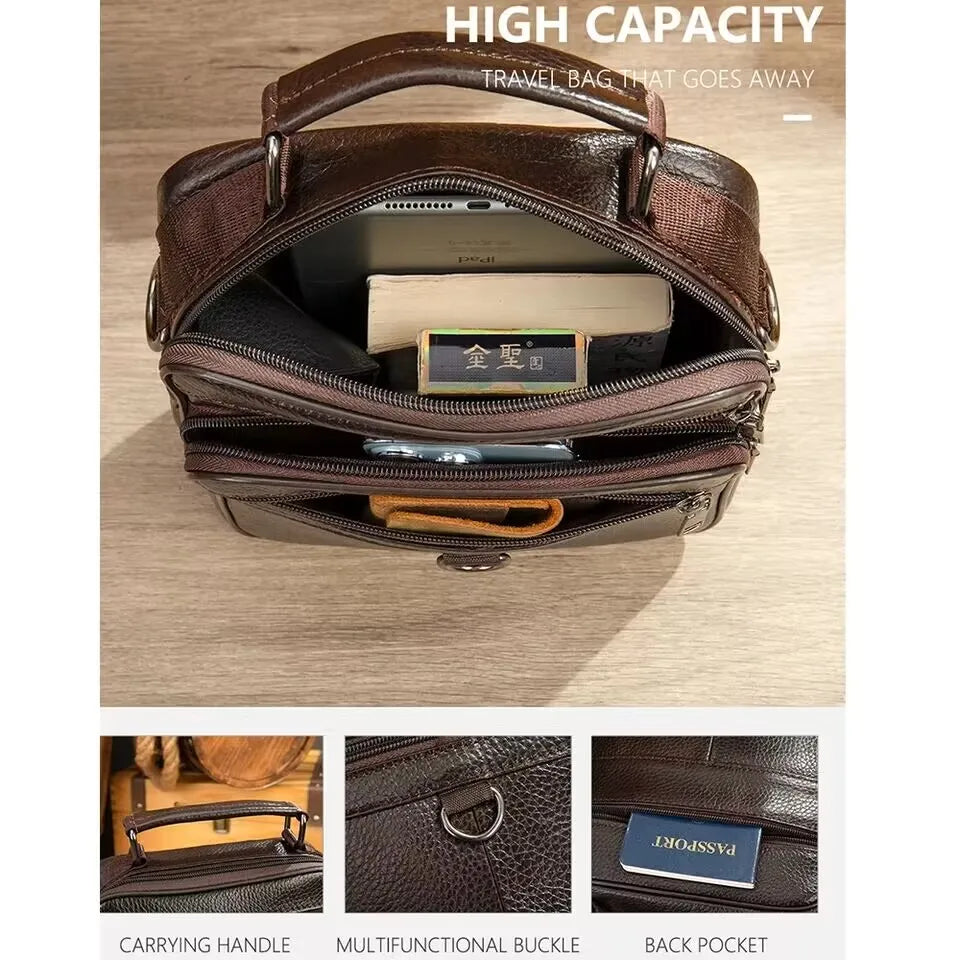 Black 100% Genuine Leather Men's Shoulder Bags Messenger Bag for Men Crossbody Bags new Small Man Designer Handbag Bolso Male