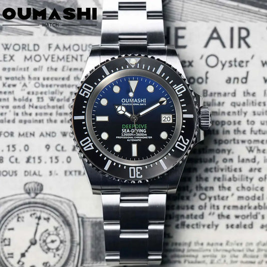 44mm men's watch NH35 movement automatic mechanical watch sapphire glass business deep-sea watch stainless steel strap