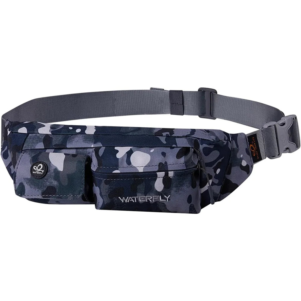 WATERFLY Fanny Pack For Women Men Small Waist Pouch Slim Belt Bag with 4 Pockets For Walking Lightweight Crossbody Chest Bag