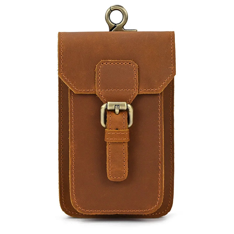 Leather Waist Bag On Belt Mobile Phone Bag Belt Pouch Leather Cellphone Pouch Fanny Pack Summer Mini Waist Bag Men Male