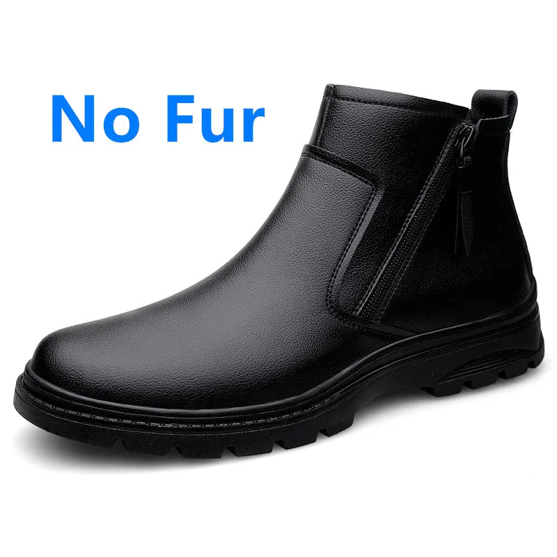 Genuine Leather Mens Shoes Side Zipper Basic Boots Chelsea Ankle Botas Trendy Wedding Comfy Dress Shoes Suit White Men's Boots
