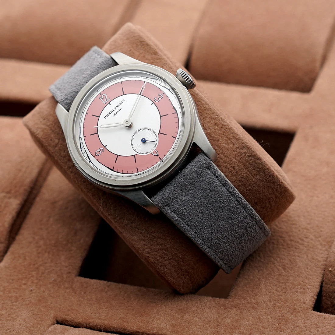 Pierre Paulin Salmon Dial Watch 50m Skin Diver Watch Vintage Small Seconds Mechanical Hand Watch 38mm Reloj Hombre Metal