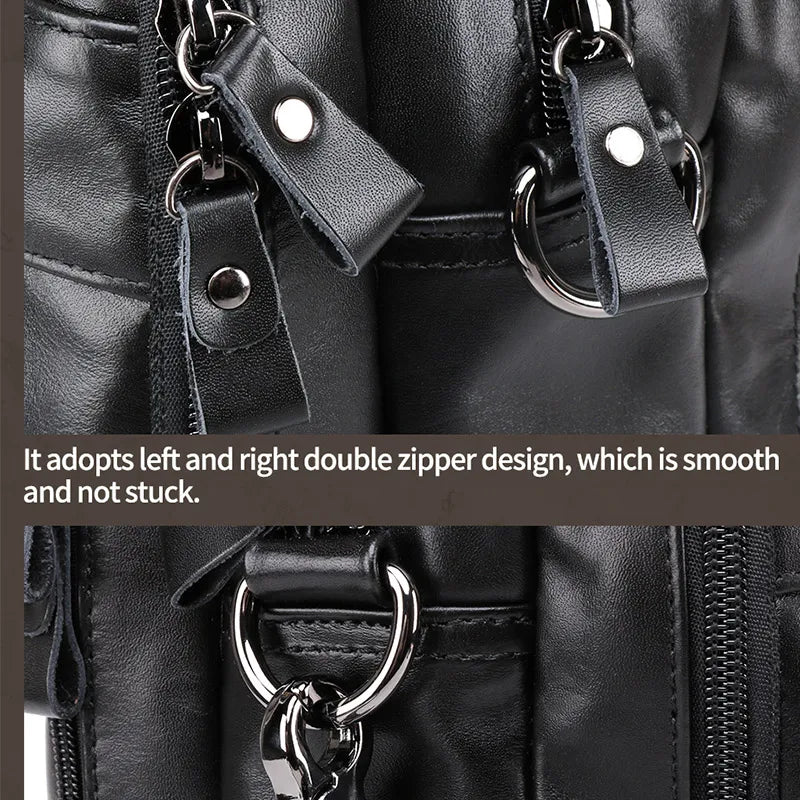 Large Genuine Leather Briefcase for Men A4 Office Handbag Men's Business Casual Travel Messenger Bag 15.6" Laptop Shoulder Bags