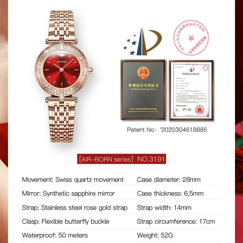 OUPINKE 3191 Luxury Women Watch Original Top Brand Waterproof Sapphire Mirror Diamond Watch Swiss Movement Quartz Women Watch