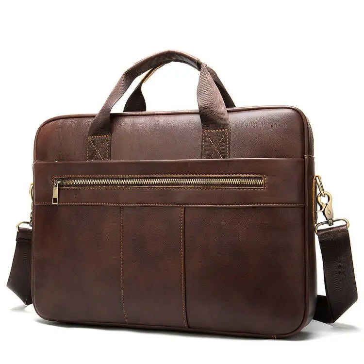 Men Genuine Leather Handbag Fashion Office 14 inch Laptop Briefcase Bag Male Computer Shoulder Bags Men's Business Document Bag
