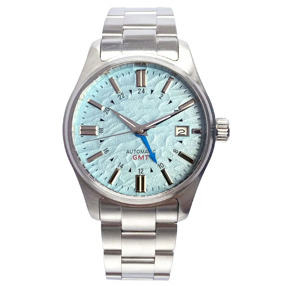 Tandorio Japan NH34 Automatic Mechanical Watch for Men Diver GMT Movement 200M Waterproof 39mm Sapphire Crystal Leather Band