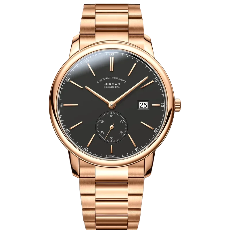 BORMAN Luxury Mens Automatic Mechanical Watch Rose Gold Case Sub Dial Sport Watches Genuine Leather High Quality Gentleman Clock