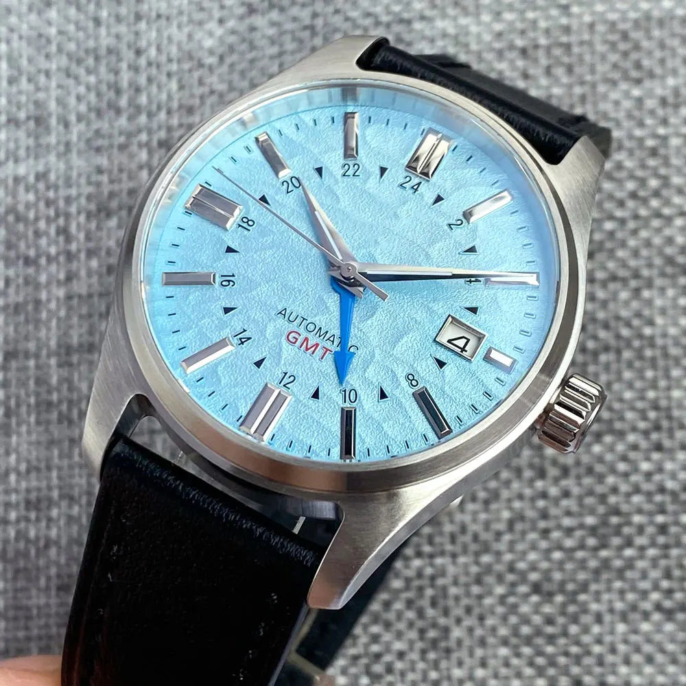 Tandorio Japan NH34 Automatic Mechanical Watch for Men Diver GMT Movement 200M Waterproof 39mm Sapphire Crystal Leather Band