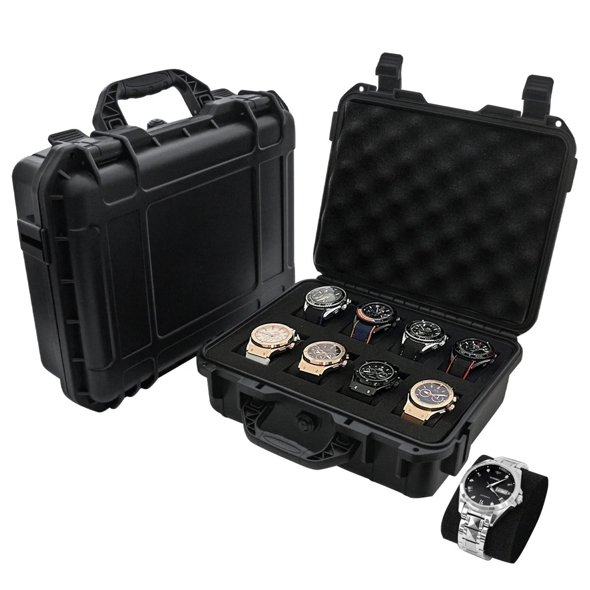8/15 Slots Waterproof Watch Box,Collection Watch Antique Portable Moisture-proof Mildew-proof Protective Safety Case With Sponge