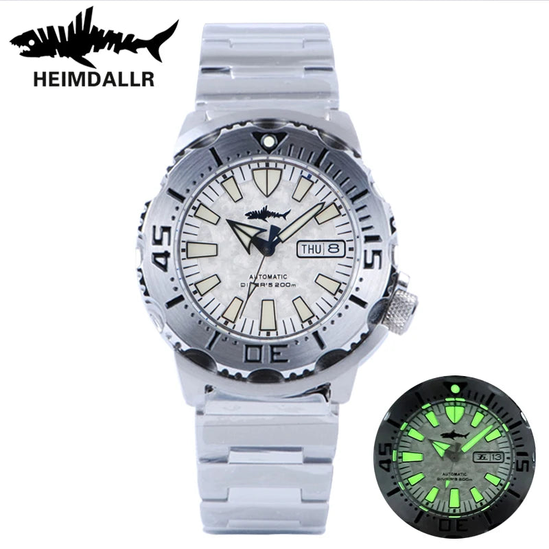 HEIMDALLR V2 Monster Men's Automatic Diver Watch Sapphire Crystal 20Bar Waterproof NH36A snowflake Blue Dial Mechanical Watches