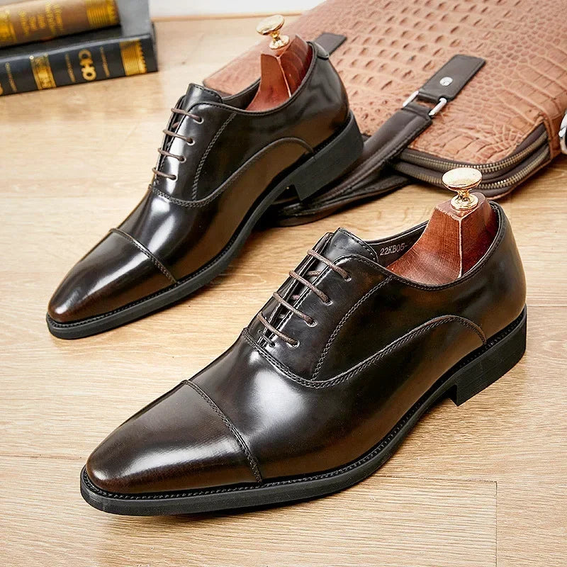 Genuine Leather Men Internal Elevation Dress Shoes for Men Triple Splicing Luxury Party Office Business Shoes Plus Size 45