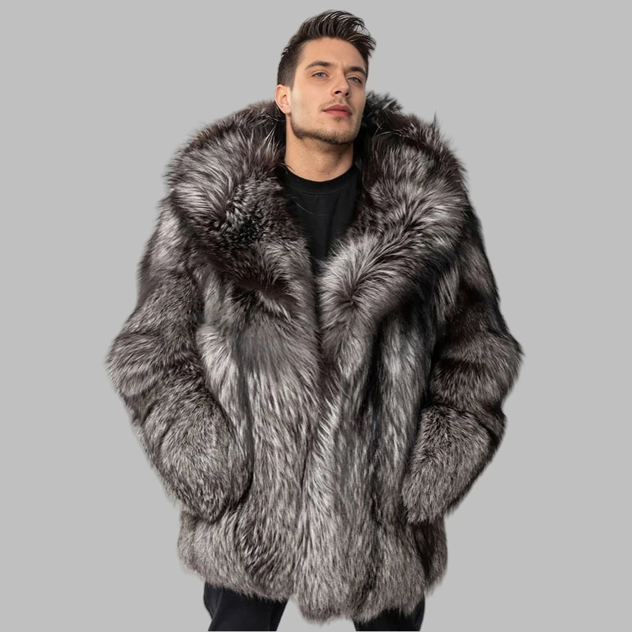 Real Fox Fur Coat Men's Natural Fox Fur Bomber Jackets Natural Full Skin Coats With Hood High Quality Genuine Leather Jackets