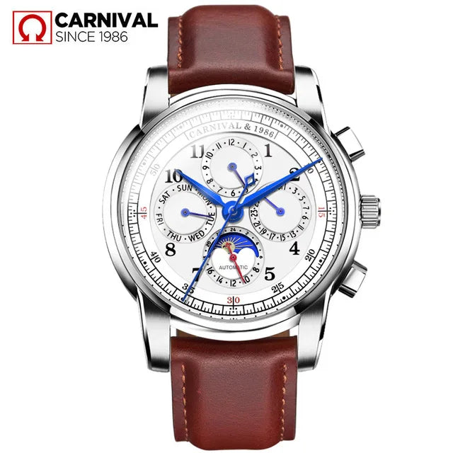 Carnival Brand Military Watch Fashion Luxury Waterproof Moon Phase Automatic Mechanical Watches For Men Clock Relogio Masculino