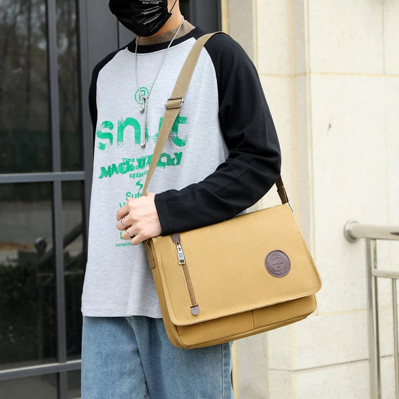Men Canvas Shoulder Bag Simple Practical Leisure Messenger Bags Male School Tote Sport Crossbody Designer Heren Crossbag Handbag