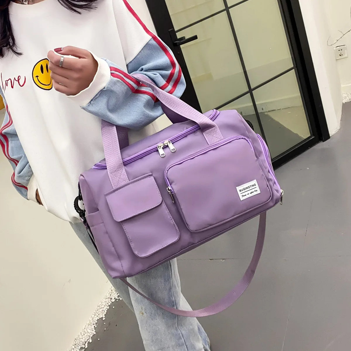 Unixinu Carry on Travel Bag Large Capacity Weekender Overnight Duffle Bags with Shoe Compartment Sports Fitness Bags for Women