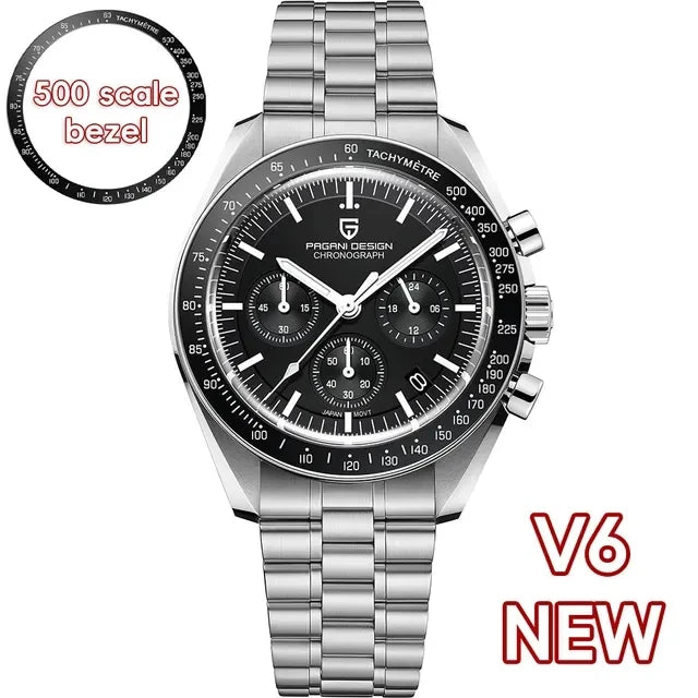 PAGANI DESIGN 2024 Date Speed Chronograph AR Sapphire Luxury Quartz Men's watches 100M Waterproof Steel shell Luminous Watch+Box