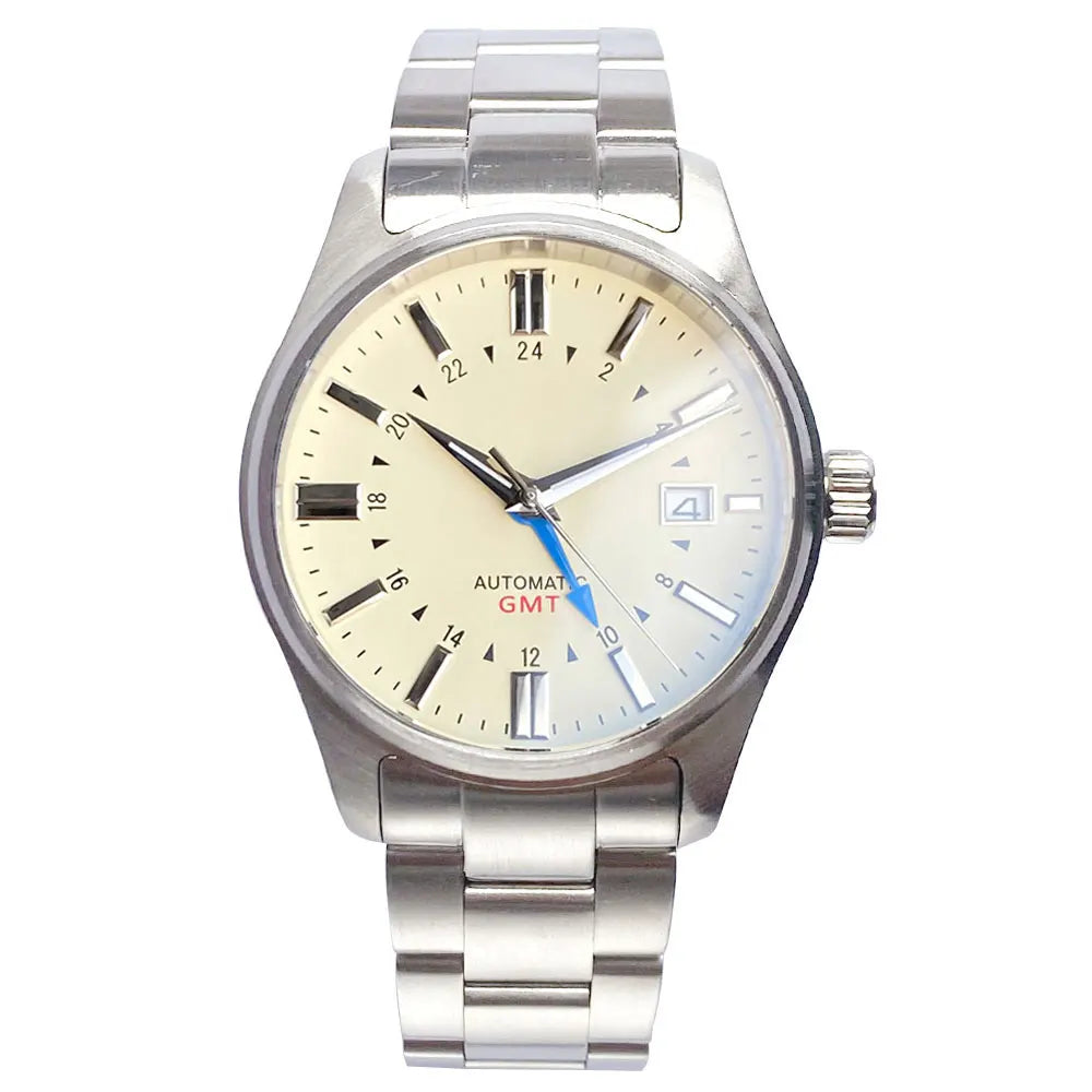 Tandorio Japan NH34 Automatic Mechanical Watch for Men Diver GMT Movement 200M Waterproof 39mm Sapphire Crystal Leather Band