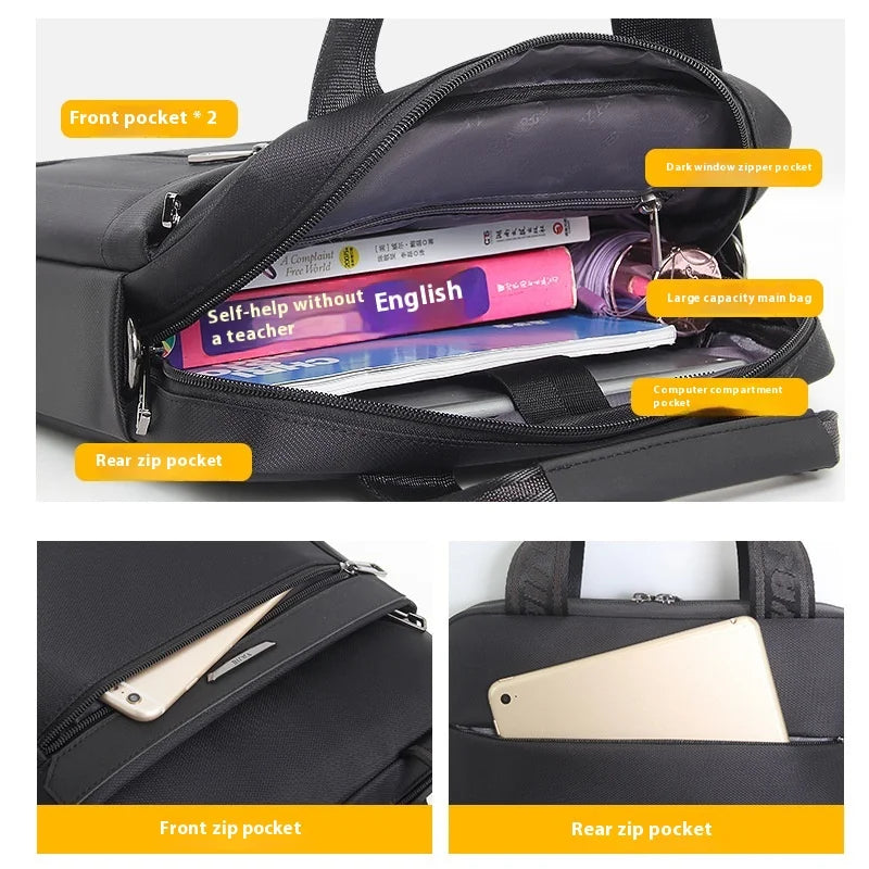 Vertical File Bag Large Capacity Waterproof One Shoulder Portable Crossbody Bag 12 Inch Ipad Bag Business Style