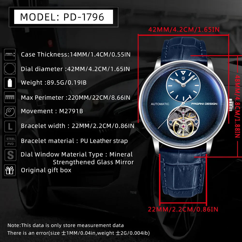 PAGANI DESIGN 2025 New 42MM Pilot Watch Fashion Leisure Mechanical Watch Night Light Automatic Men's Watch 100m Waterproof