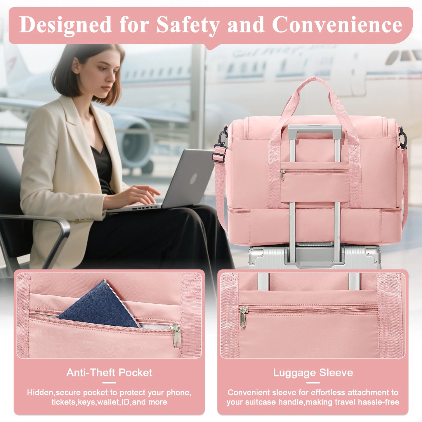 Women's Travel Bags for Luggage Handbag Large Capacity Tote Bag Airport Carry-On, Business Trip, Sports Bags，Hospital Holdalls ﻿