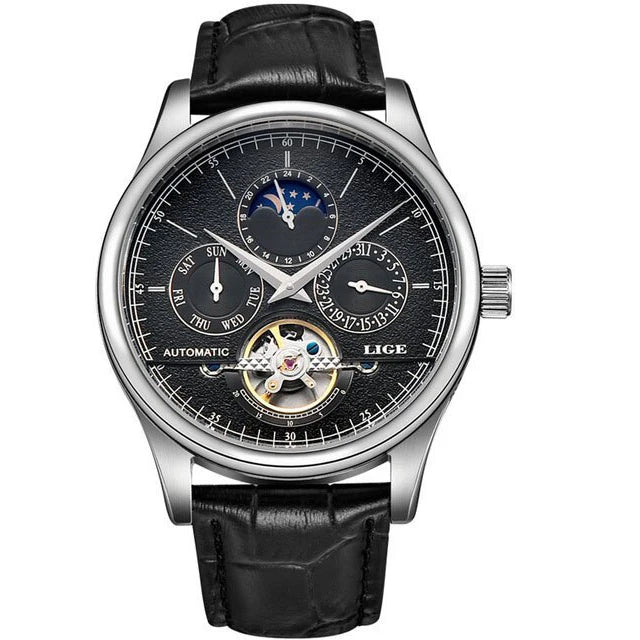 LIGE 2024 New Retro Men Watch Top brand Luxury Tourbillon Watch Men Fashion Waterproof Men Mechanical Wristwatches Montre Homme