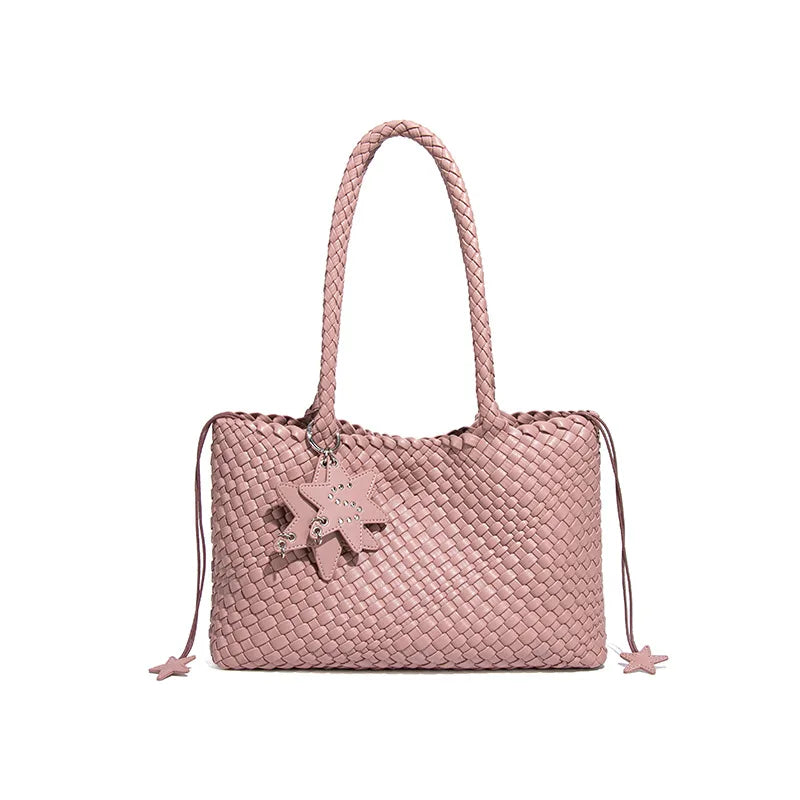 New Style Hand-woven Women's Bag Trendy Single-shoulder Underarm Bag Textured Casual Hand-held Mother-Daughter Tote Bag Handbag