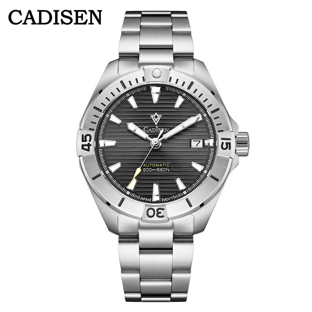 CADISEN NEW Top Brand Sports Men Mechanical Wristwatch Luxury Automatic NH35 Watch Men's Stainless Steel 200M Waterproof Clock
